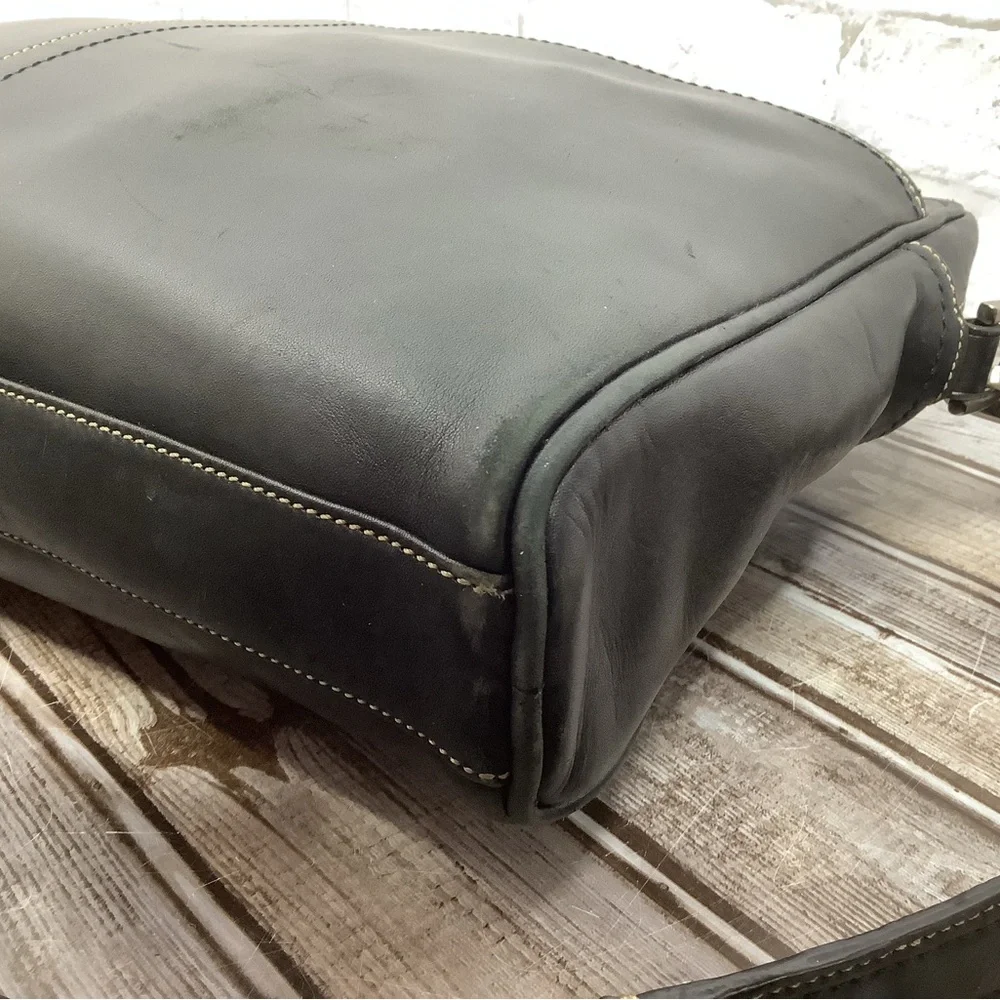 Vintage Coach Briefcase Soft Sided Black Leather Messenger Handbag Bag Slim Rare